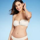 Kona Sol Women's Gingham Textured V-wire Bandeau Bikini Top - Kona