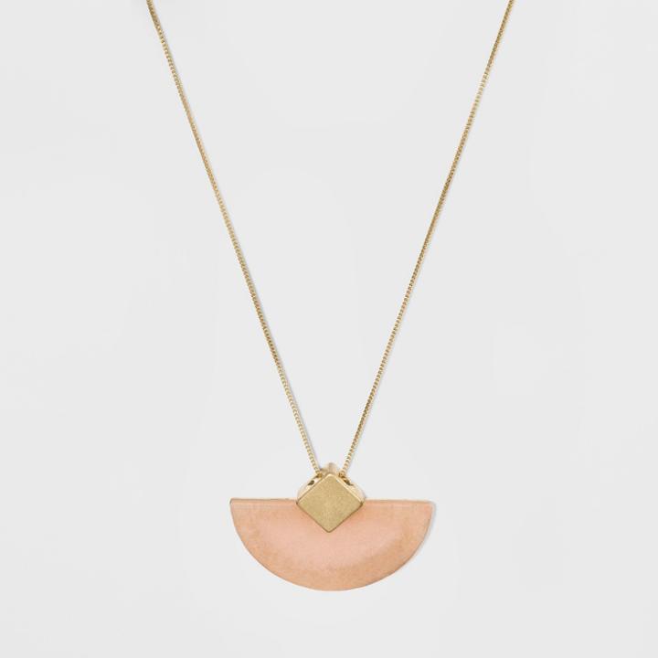Semi Precious Half Circle Pendant Necklace - Universal Thread Pink