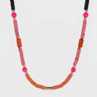 Black, Orange And Pink Beaded Long Necklace - A New Day Gold, Black/gold/orange