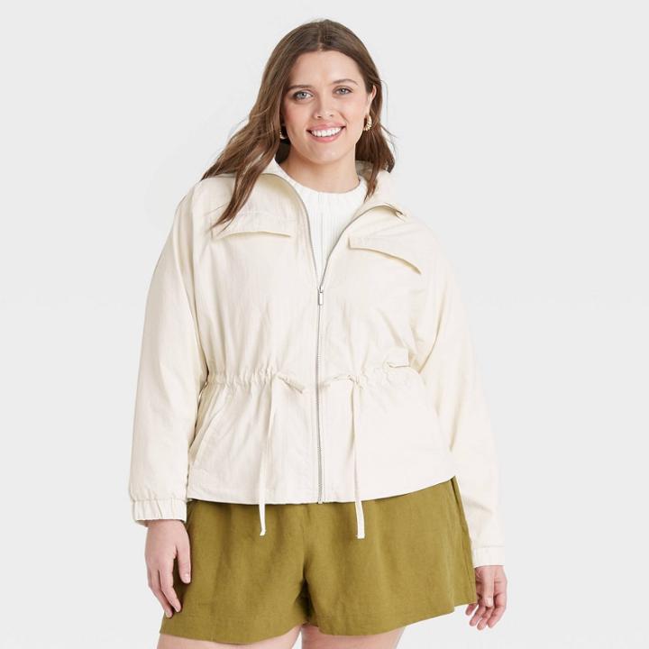 Women's Plus Size Anorak Jacket - A New Day Cream