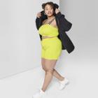 Women's Plus Size High-waist Zip Front Bike Shorts - Wild Fable Neon Yellow