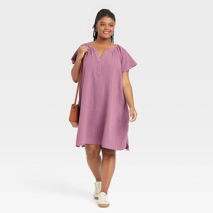 Women's Plus Size Flutter Short Sleeve Woven Dress - Universal Thread