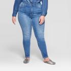 Women's Plus Size Brush Back Cozy High-rise Skinny Jeans - Universal Thread Medium Wash