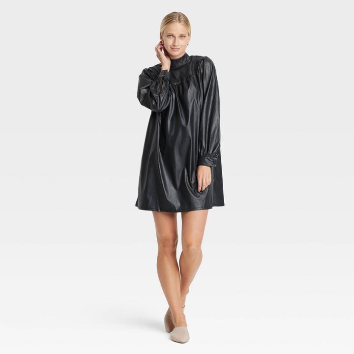 Women's Bishop Long Sleeve Dress - Who What Wear Black