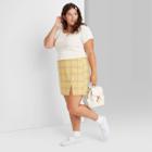 Women's Plaid Side Slit Mini Skirt - Wild Fable Yellow