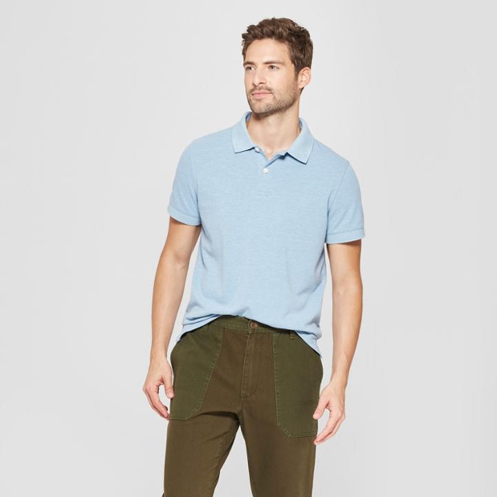Men's Standard Fit Short Sleeve Loring Polo T-shirts - Goodfellow & Co Windstorm Blue