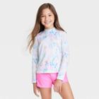 Girls' Tie-dye Long Sleeve Rash Guard Swim Top - Cat & Jack White
