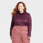Women's Plus Size Long Sleeve Turtleneck Top - Knox Rose Plum Purple