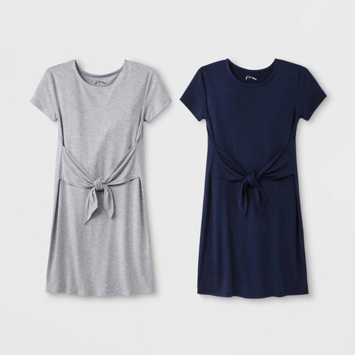 Girls' Tie Front 2pk Dress - Art Class Gray/navy