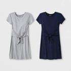 Girls' Tie Front 2pk Dress - Art Class Gray/navy