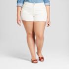 Women's Plus Size Raw Hem Midi Jean Shorts - Universal Thread White