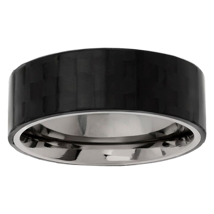 Men's Territory Carbon Fiber Pipe-cut Checkerboard Band In Titanium - Black,