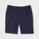 French Toast Girls' Uniform Pull-on Shorts With Knit Waistband - Navy