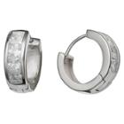 Target Women's Huggie Hoop Earrings In Sterling Silver With Clear Cubic Zirconia Stones,