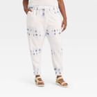 Women's Plus Size Tie-dye Mid-rise French Terry Jogger Pants - Universal Thread Blue/white