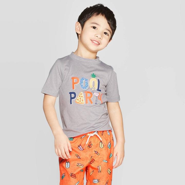 Toddler Boys' Pool Party Rash Guard - Cat & Jack Gray