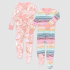 Honest Baby Girls' 2pk Dreamy Striped Organic Cotton Snug Fit Footed Pajama
