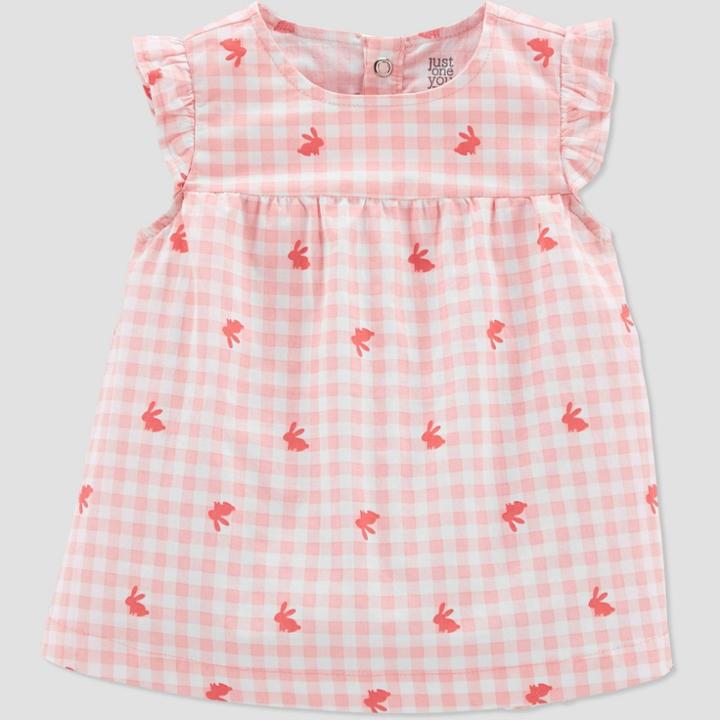 Baby Girls' Gingham Bunny Romper - Just One You Made By Carter's Pink Newborn