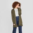 Women's Long Sleeve Open Cardigan Sweater - A New Day Olive (green)