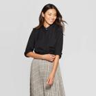 Women's Relaxed Fit Long Sleeve Collared Button-down Shirt - A New Day Black