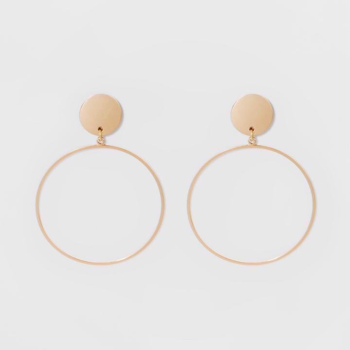 Metal Circle Post Top Medium Hoop Earrings - A New Day Gold