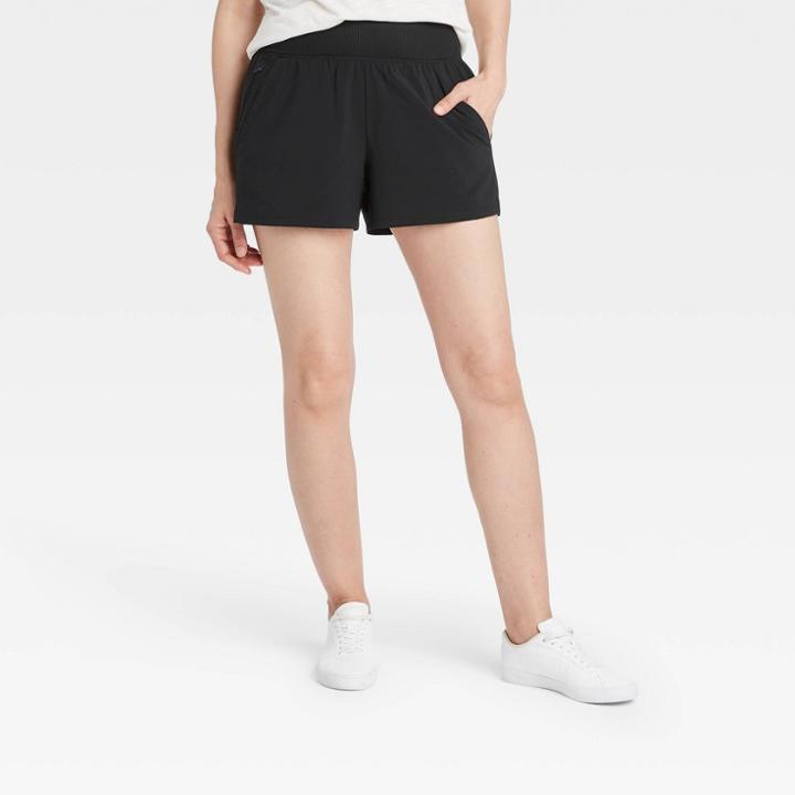 Women's Knit Waist Stretch Woven Shorts - All In Motion Black