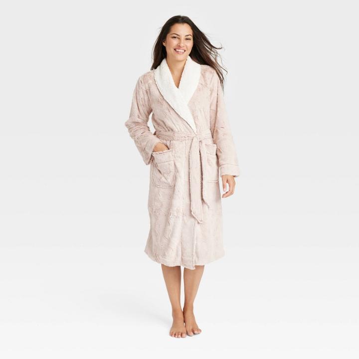 Women's Faux Fur Robe - Stars Above Mauve