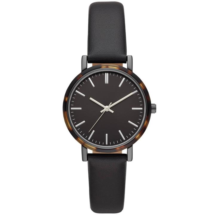 Women's Tort Bezel Strap Watch - A New Day Brown