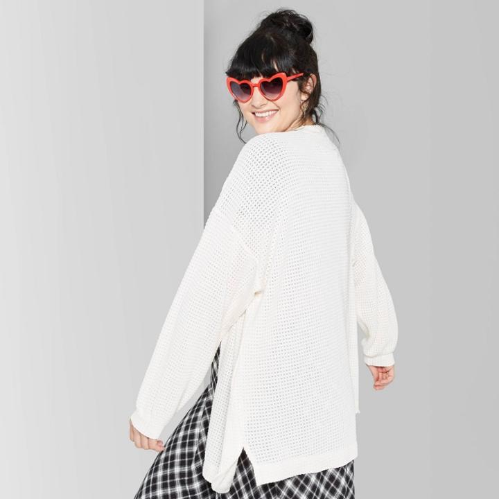 Women's Plus Size Oversized Waffle Cardigan - Wild Fable Dogbone 2x-3x,