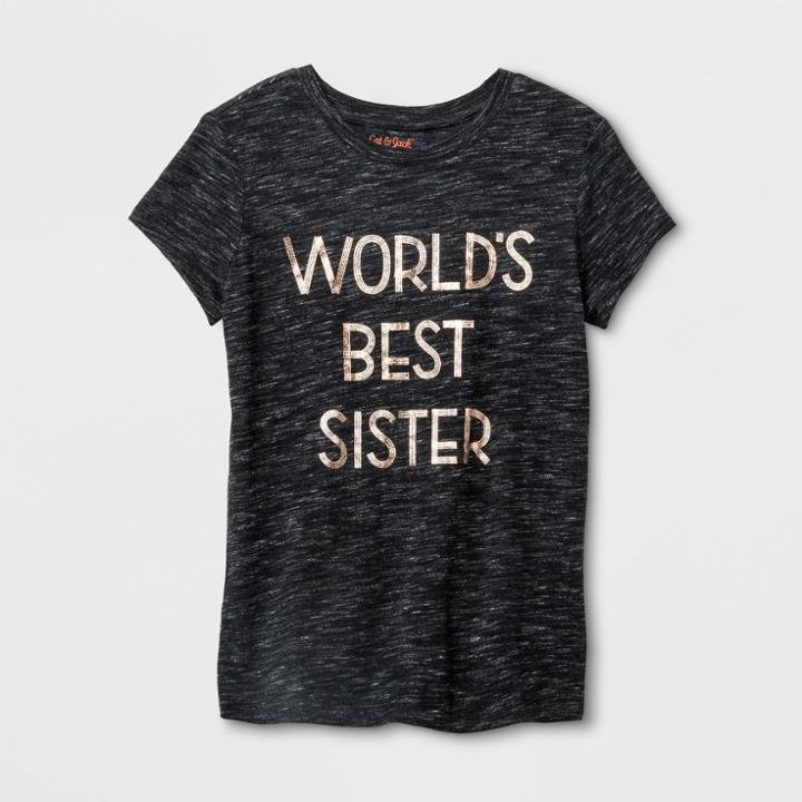 Girls' Short Sleeve World's Best Sister Graphic T-shirt - Cat & Jack Black