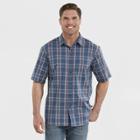 Dickies Men's Relaxed Fit Short Sleeve Plaid Button-down Shirt - Dark Denim Wash