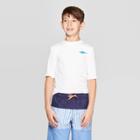 Oversizeboys' Shark Print Short Sleeve Rash Guard - Cat & Jack White M Husky, Boy's, Size: