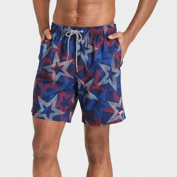 Speedo Men's 8 Star Volley Swim Trunks - Red/white/blue