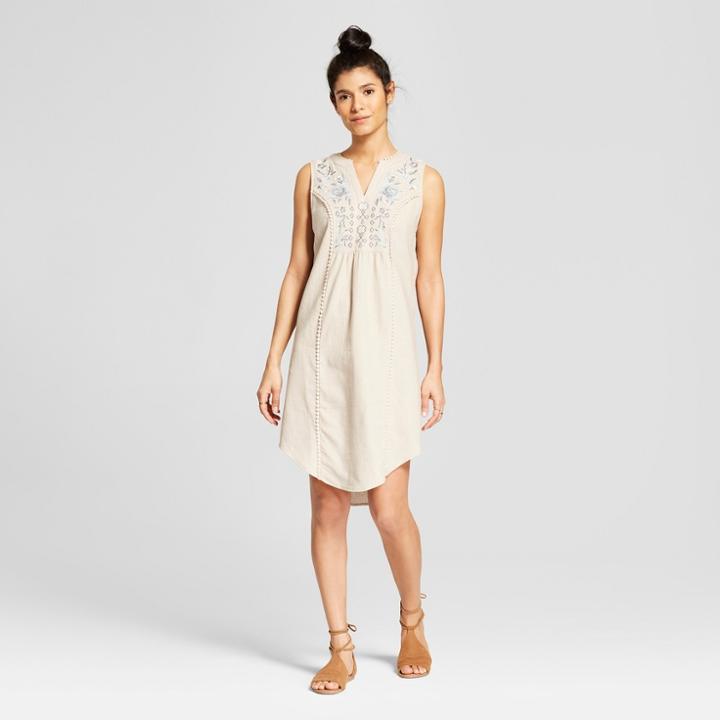 Women's Embroidered Linen Dress - Knox Rose Stone