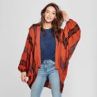 Women's Woven Patterned Cocoon Cardigan - Universal Thread Rust (red)