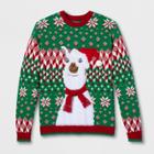 33 Degrees Men's Ugly Holiday Smug Llama Long Sleeve Pullover Sweater - Red