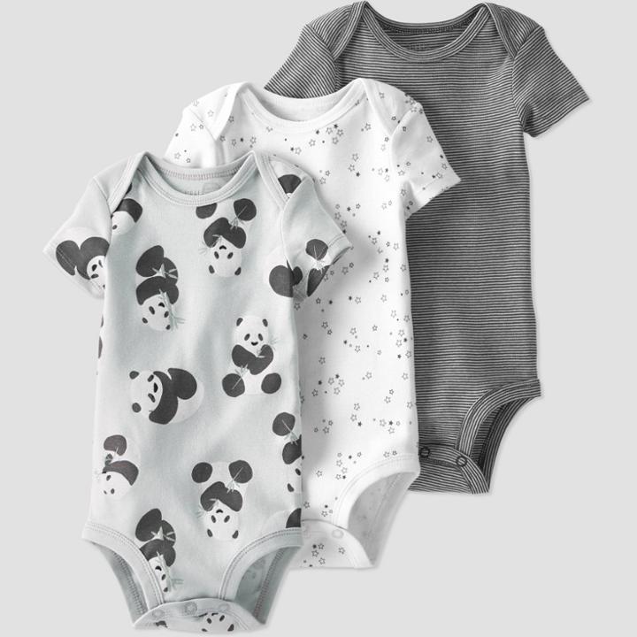 Baby 3pk Panda Bodysuit - Little Planet By Carter's Gray