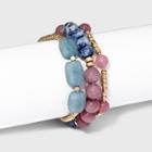 Semi-precious Dyed Peach Moonstone And Sodalite Stones Stretch Bracelet Set 3pc - Universal Thread Pink