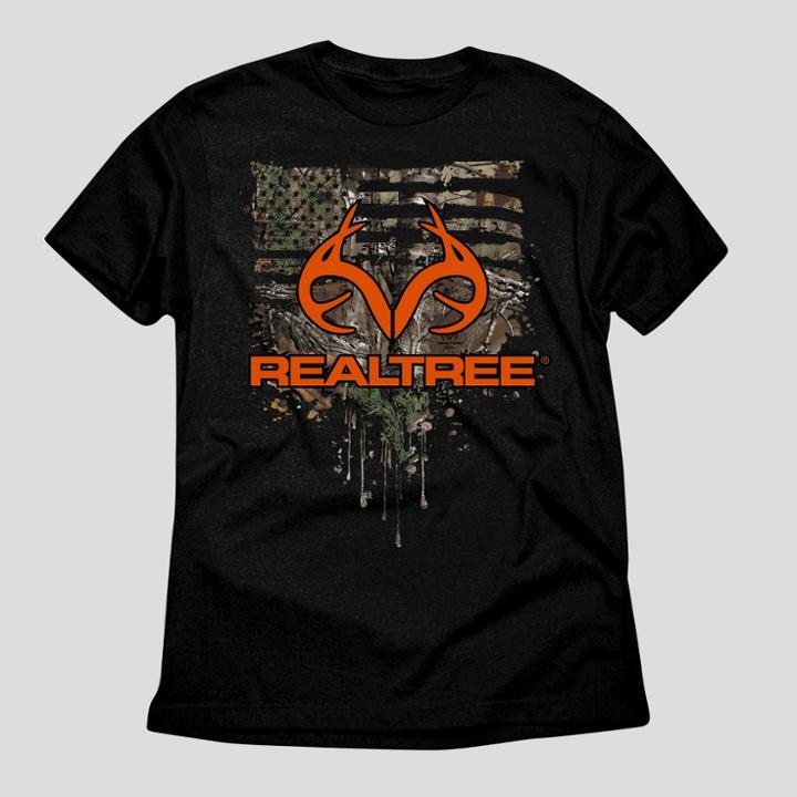 Men's Realtree Flag And Antlers Graphic T-shirt - Black