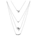 Target Sterling Silver Cz Dove & Branch 3 Piece Layered Necklace With 16 Chain, Girl's