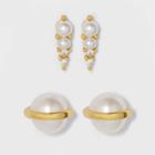 Sterling Silver Freshwater Pearl Earring Set 2pc - A New Day Gold
