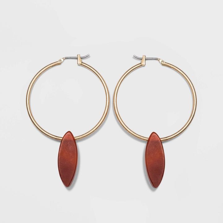 Semi-precious Stone With Matte Carnelian Click Top Earrings - Universal Thread Red, Women's