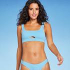 Juniors' Textured Cut Out Scoop Neck Bralette Bikini Top - Xhilaration Blue