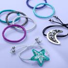 Girls' Star And Moon Hair Ties - More Than Magic , Blue Pink