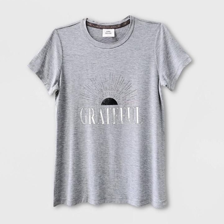 Women's Short Sleeve Grateful Graphic T-shirt - Knox Rose Gray