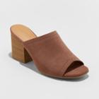 Women's Norelle Wide Width Stacked Heeled Mules - Universal Thread Brown 5w,