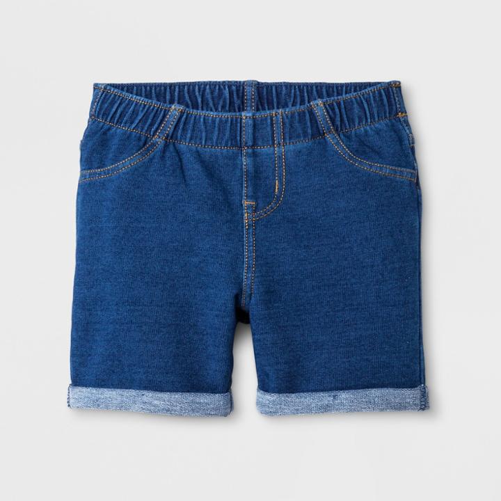 Toddler Girls' Knit Shorts - Cat & Jack Faux Light Denim