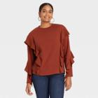 Women's Ruffle Sweatshirt - A New Day Brown