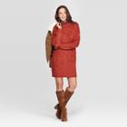 Women's Leopard Print Long Sleeve Crewneck Sweater Dress - Universal Thread Brown