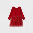 Toddler Girls' Cozy Sparkle Tulle Long Sleeve Dress - Cat & Jack Red